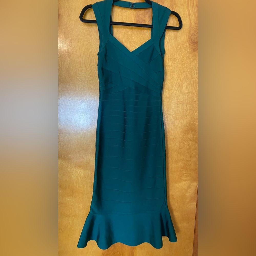 Herve Leger Fluted Cutout Bandage Dress